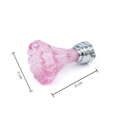 Image of Atlantic Curtain Rod Finials Set of 2 - Flower Style Decorative Textured Resin Finials for Standard Drapery Rods, Rose Pink
