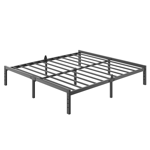 Image of ZIYOO 14 Inch Metal Queen Bed Frame Mattress Anti-Slip Design, No Box Spring Needed, Easy Assembly, Noise-Free, Tools Included, Ideal for Bedrooms, Guest Rooms, Dorms, Hotels & B&Bs