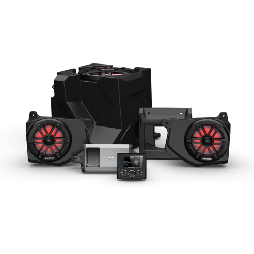 Rockford Fosgate RNGR18-STG3 Audio Kit: PMX-2 Receiver, 800-Watt Amp, M1 Series Color Optix Multicolor LED Lighted Front Speakers & Subwoofer for Select Polaris Ranger Models (2018-2022)