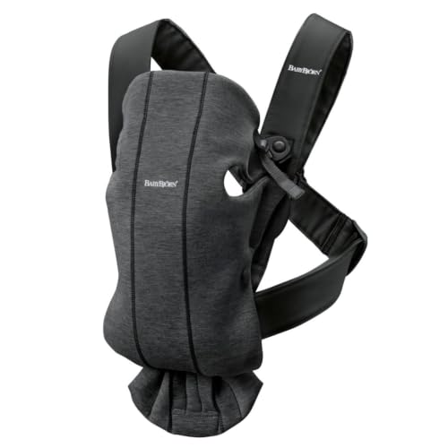 BABYBJÖRN Mochila Porta Bebé Mini, 3D Jersey, Gris Carbón