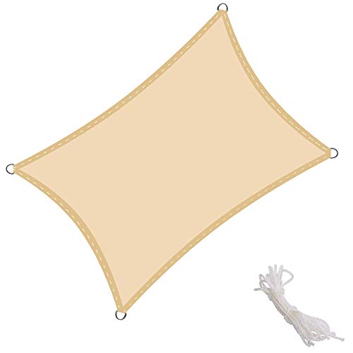 GOUDU Toldo Vela de Sombra Rectangular Toldos IKEA Prevención Rayos UV Solar protección para Exteriores, jardín - Beige 3x6.5m