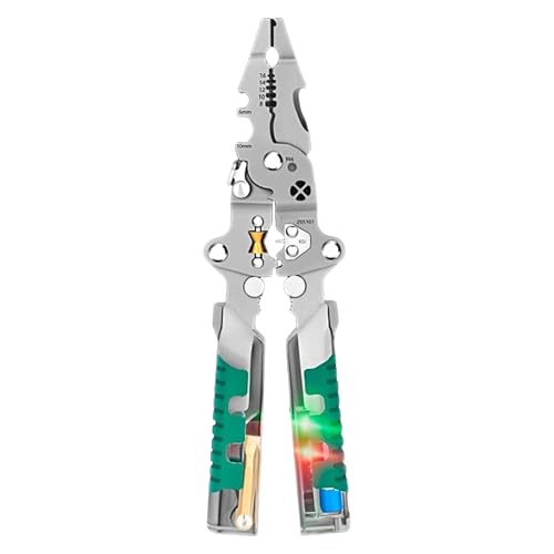 Nudorpn Pelacables plegable 18 en 1 con comprobador de tensión, crimpadora de cable eléctrico y herramienta pelacables | para reparación de coches, calefacción, ventilación, instalación eléctrica