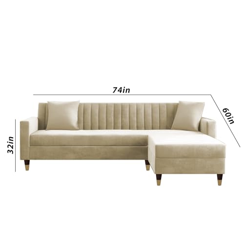 Image of Casaliving Garcia L Shape Sofa Set for Living Room Premium Fabric Sofa (4 Seater RHS, Cream)
