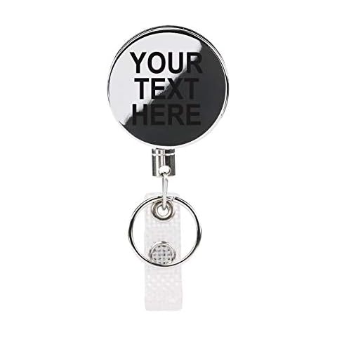 Heavy Duty Personalised Metal Retractable Badge Reel Key Yo-Yo with Robust Keychain Ring Clip Key Card Work Badge, Carabiner Reel with 60cm Steel Wire Cord Cover