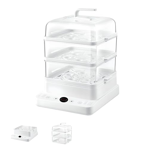 Pentola a vapore elettrica a tre strati, grande capacità da 24 litri e fornello a vapore multifunzione per uso domestico con base rimovibile, macchina intelligente per la prenotazione della colazione