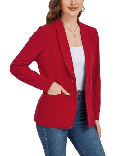 MINTLIMIT Womens Blazers Long Sleeve Button Front Blazer Casual Work Office Suit Jacket with Pockets and Padded Shoulder3
