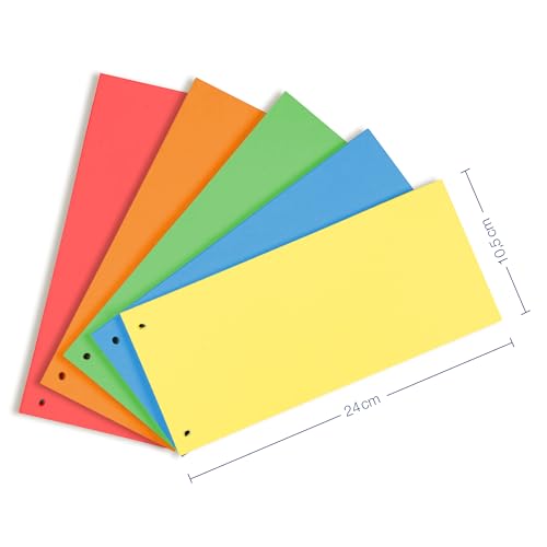 Oxford Trennstreifen, 200 Stück, 5 intensive Farben, gelocht, zum Sortieren und Trennen von A4 Dokumenten