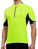 Picture of Nepest Cycling Jersey Men Short Sleeve Half Zip Bike Bicycle Shirts 4 Pockets Color Clash Riding Tops Neon Green/Black M