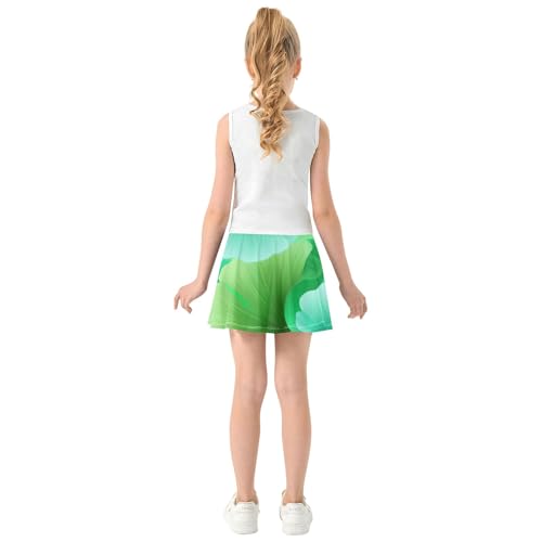 Joisal Skirts with Shorts Ginkgo Leaves Green Teal Athletic Shorts Girls Skorts Neon Teen Skirt 4t4