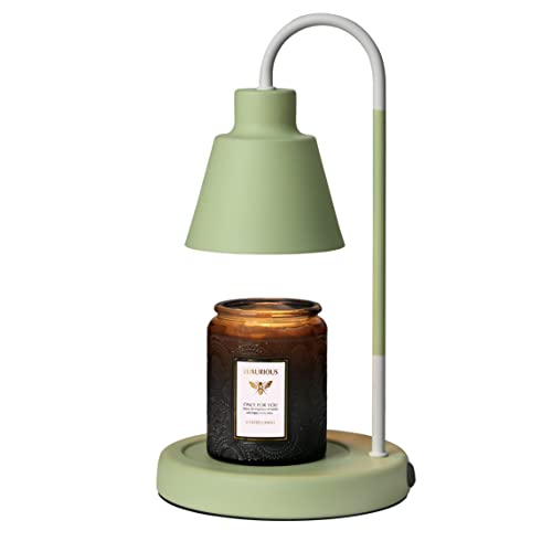 Softanzi® Candle Warmer Lamp for Scented Jar Candles with Timer Macaron Color Coffee Warmer Applied Top Down Stand Wax Melter Dimmable Light Melt and Tarts Electric Heater Burner(Green)