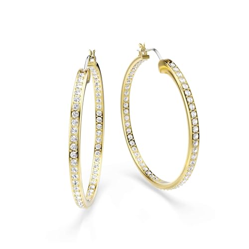 Swarovski Sommerset hoop earrings, White, Gold-tone finish3