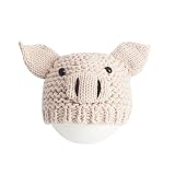 AKOOSY Gorro de Punto para Ñiño Recién Nacido Diseño de Cerdito Adorable en Color Beige, Tejido Hilo de Lana Cómodo para Fotografía y Uso Diario
