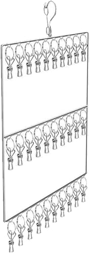 BtcFu ハンガー 物干し台 ピンチハンガー 洗濯物干し ステンレスクリップ式ハンガー 隠し干し 洗濯ハンガー 省スペース防風フック滑り止め速乾室内/屋外は小物 乾燥に適している (三層 30夾)