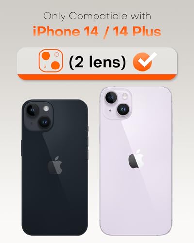 Image of TOCOL Camera Lens Protector for iPhone 14 / iPhone 14 Plus Tempered Glass HD Individual Scratch Resistant Camera Cover Accessories Case Friendly 2 Pack(Light Purple)