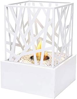 Bio Ethanol Fireplace Indoor Outdoor Camping Top Burner Fire Funky Black Tabletop (White)