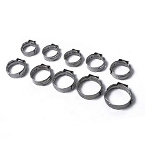 GZYF 100 Pcs Over 15.3MM Stainless Steel Single Ear Hose Clamp Stepless Hose Clamps Assortment Kit