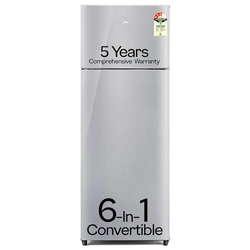 Image of Godrej 223 L 3 Star 5 Years Comprehensive Warranty Convertible Freezer 6-In-1 AI Powered Smart Defrost Inverter Frost Free Double Door Refrigerator (RT EONVALOR 260C RCIF ST RH Steel Rush)