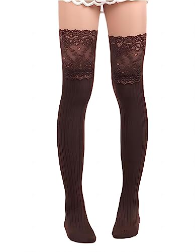 Large Lace Knee High Socks High Thigh Socks Lace Top Cotton Long Stockings Over the Knee Leggings