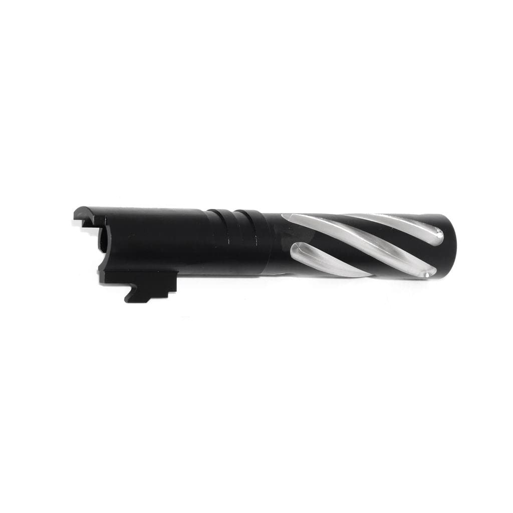 Airsoft Partie 5KU 4.3" Baril extérieur en Spirale de Style tornade +11mm CW Sens horaire pour Tokyo Marui Hi-Capa 4.3 GBB Noir/Argent
