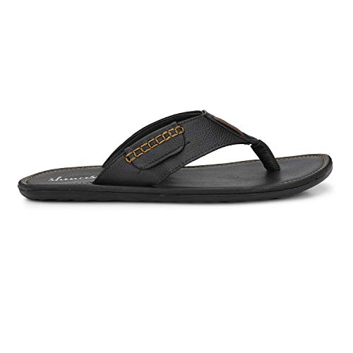 Shences Men's Black Faux Leather Slip On Casual Sandals : Amazon.in: Fashion