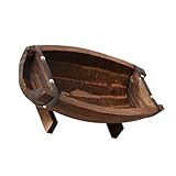 GALPADA Wetterfester Garten Pflanzkübel aus Robustem Holzoptik Halbrundes Vintage Design für Sukkulenten und Sowie Außenbereich Inklusive Stabilem Sockel