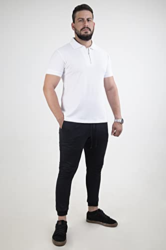 Camisa Polo Com Ziper Gola Polo Colarinho Básica Brasil (Branco, M)