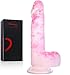 Glowing Realistic Dildo Personal Massager - 7.68 inch Silicone Sex Toy Stick with Fluorescence in The Dark