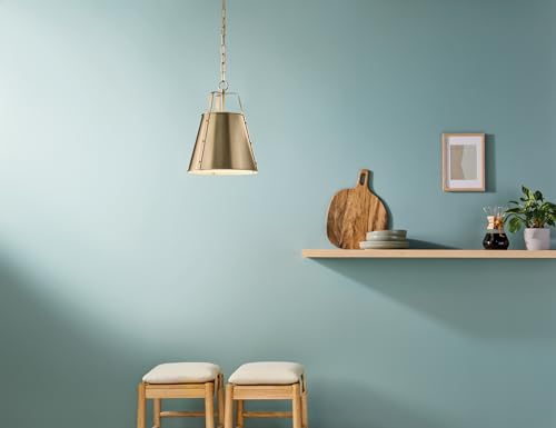 Kichler Etcher 1-Light Pendant Light Fixture with Etched Painted White Glass Diffuser in Champagne Bronze for Kitchen Island or Dining Room (17" x 13"), 52710CPZ by Kichler - Image 5