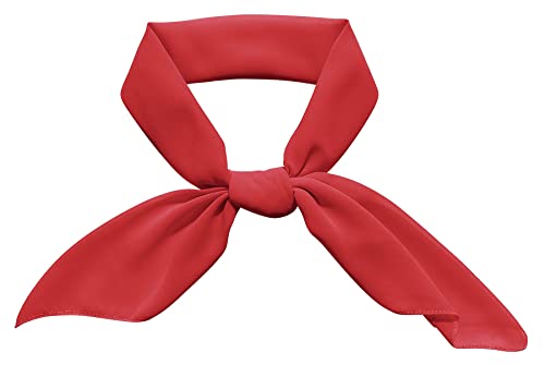 Red Scarf Ascot Neck Silk Scarf Handkerchief Hair Scarf For Women Bandana Chiffon Vintage 20S 50S Mime Costume Accessories Head Scarf #TOP1