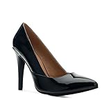  Andrés Machado - Zapatos de salón Elegantes para Mujer/niña - AM5471 - En Charol con Acabado en Punta Fina y tacone de Aguja - Negro, EU 43