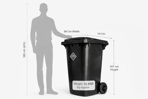 Image of OTTO Plastic Manual-Lift Garbage Waste Dustbin with Wheels 240 Ltr Yellow