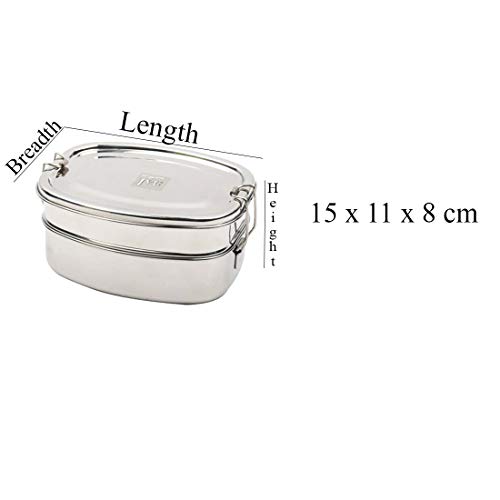 Image of JVL Stainless Steel 2 Tier Lunch Box (Deluxe, Small)