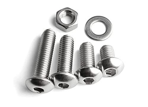 SYLIX M5 x 12mm Allen Button Head Screws, Stainless Steel, Bright Finish | Set of Bolt with Nut & Washer for Home, Industrial, Plumbing (10 pcs)