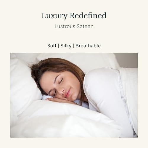 Certified Luxury 100% Egyptian Cotton Sheets, Queen Size Sheet, Deep Pocket Bed Sheets Set, Sateen Cooling Sheets for Hot Sleepers, Queen Egyptian Cotton Sheet Set, Light Grey Queen Sheet Set