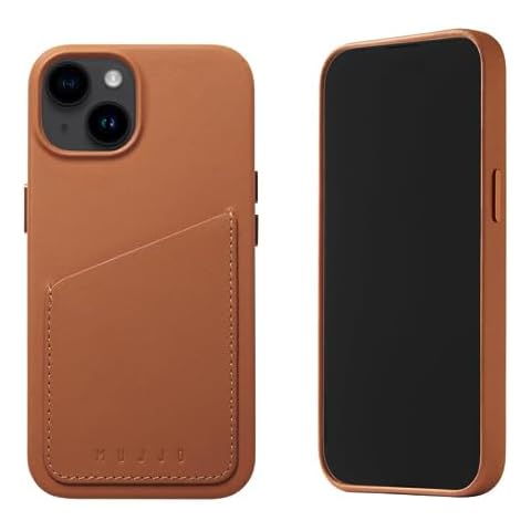Mujjo Leather Wallet Phone Case - Fits iPhones 14 and 13 - Premium European Leather Case with Card Pocket - Enhanced Phone & Camera Lens Protection - Crafted with Recycled Material - Slim Profile Cover