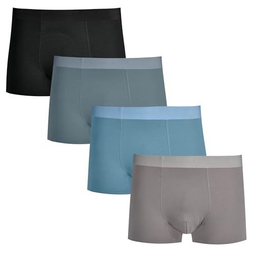 Men's Cotton Underwear Moisture Wicking Comfortable Breathable and Soft Boxer Briefs with 4 Black Pack