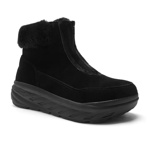 Boys Girls Kids Arch Support Diabetic Wide Walking Shoes: Comfort Casual Arch Support Orthotic Warm Kids Winter Boots, Plantar Fasciitis Pain Relief Orthotic Fashion Walking Shoes Black Little Kid 3