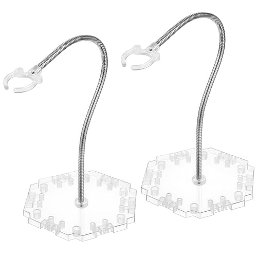 PWind 2 Pack Action Figure Display Stand with Adjustable Metal Support Arm Clear Assembly Base Holder for 3.75 6 Action Figures & 1/144 HG/RG Models