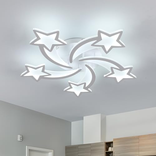 Goeco Plafoniera LED Soffitto, 60W 6700LM Lampadario Cameretta a Forma di Stella, Lampada da Soffitto per Soggiorno Camera da Letto Camera dei Bambini, 6500K Luce Bianca Fredda