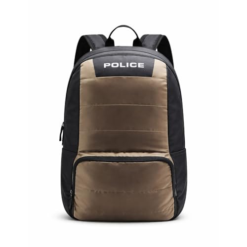 Image of Police 20L Laptop Backpack for Men & Women | Lightweight Office & Travel Bag with Adjustable Padded Straps | Water-Resistant | Army Green & Black