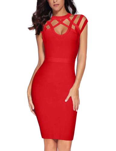 Image of meilun Hight Neck Cut Out Bandage Dress Mini Formal Party Gowns Wedding Guest Dress for Women