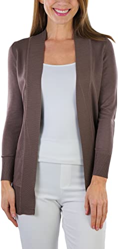 Image of ToBeInStyle Women's Long Sleeve Rib Banded Open Sweater Cardigan
