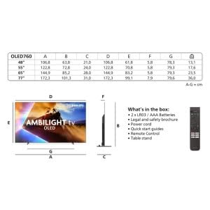 Philips Ambilight 48OLED760 4K OLED Smart TV - Pantalla de 48" con P5 AI Picture Engine Ultra HD, Titan OS, Dolby Vision y Atmos Sound - Compatible con Alexa y Asistente de Voz de Google