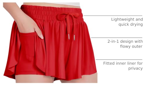 Image of Witwot Butterfly Shorts Girls, 2-in-1 Teen /Kids Girl Flowy Athletic Skort