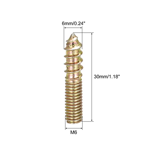 Image of uxcell M6x30mm Hanger Bolts, 8pcs Double Ended Thread Dowel Screws for Wood Furniture