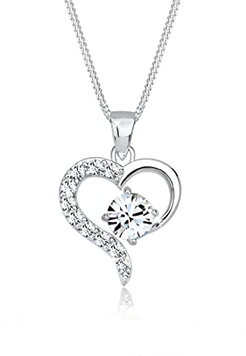 Preisvergleich Produktbild Elli Halskette Damen Herz Liebe mit Kristallen in 925 Sterling Silber