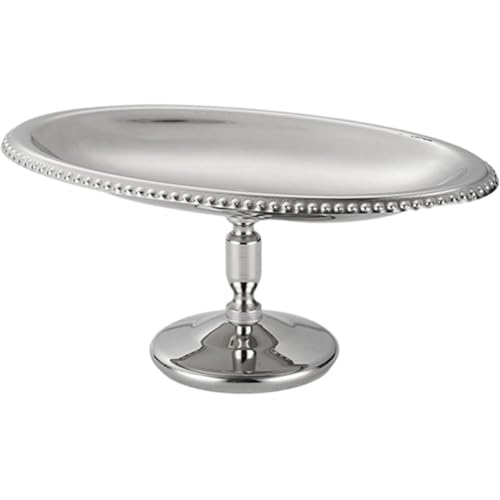 Dianzan Plateau À Gâteau en Acier Inoxydable, Assiette À Dessert sur Pied, Coupe À Glace Ovale, Assiette À Fruits Multifonction pour Maison, pour Les...