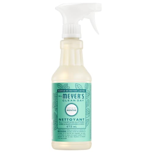 Mrs. Meyer's Clean Day Multi-Surface Cleaner Spray, All-Purpose Cleaner Solution for Countertops, Floors, Walls and More, Mint Scent, 473 ml Spray Bottle