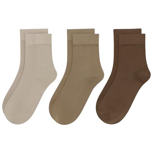 Image of Womens Viscose Bamboo Crew Socks Thin Casual Ultra Soft Colorful Above Ankle Socks Breathable Comfortable 3 /6 Pairs