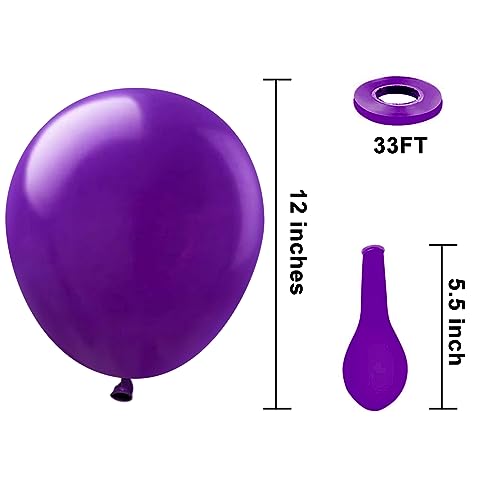 Image of KBZVNAF Dark Purple Latex Party Balloons 50 Pack 12 inch | Purple Helium Matte Balloons for Birthday Wedding Baby Shower Halloween Party Decorations